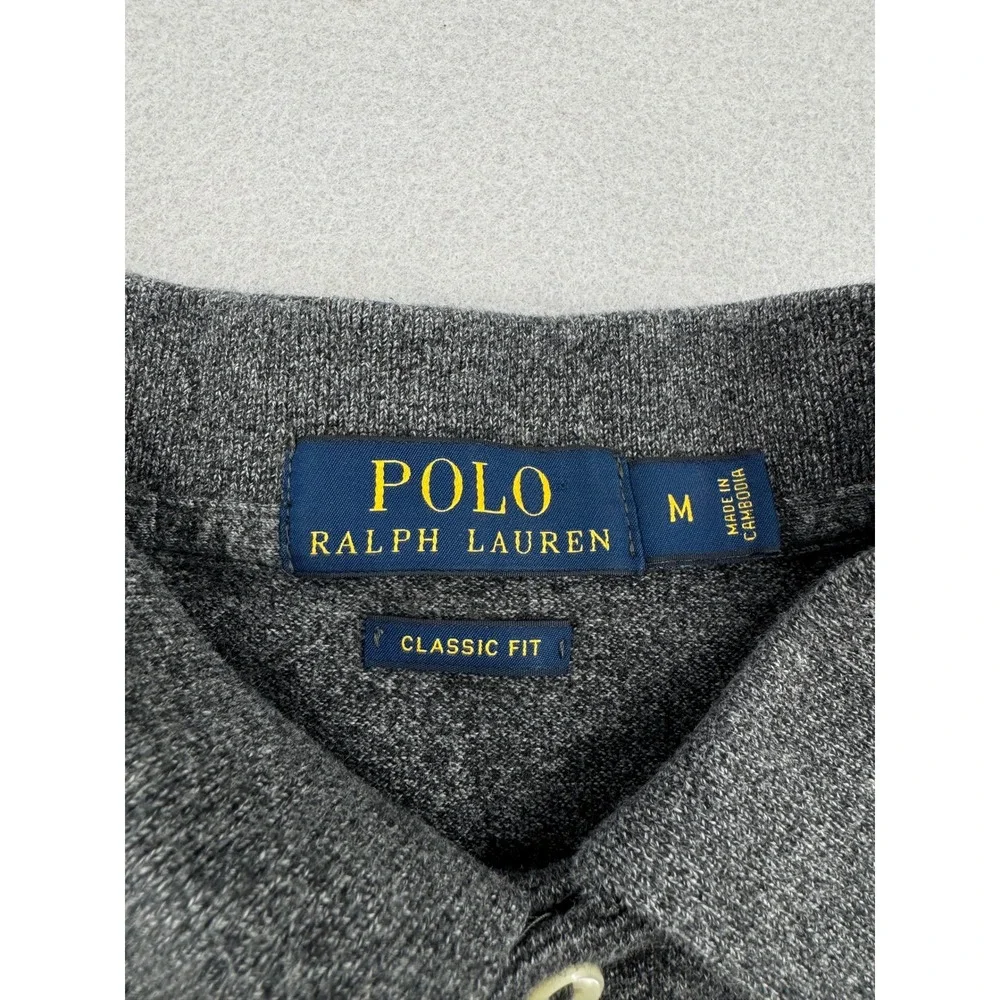 Polo‎ Ralph Lauren Classic Fit Mens M Short Sleeve Pique Polo Charcoal Gray